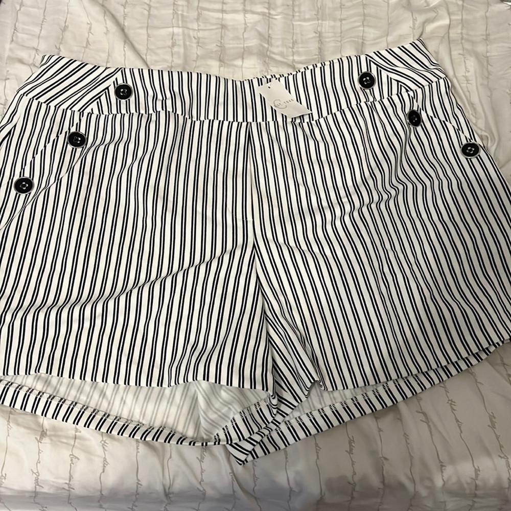 Soft striped button shorts